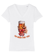 pt iubitorii de bere - I am beer for you Tricou mânecă scurtă guler V Damă Evoker