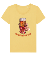 pt iubitorii de bere - I am beer for you Tricou mânecă scurtă guler larg fitted Damă Expresser