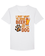 pt iubitorii de bere - I just want to drink beer and pet my dog Tricou mânecă scurtă guler larg Bărbat Skater