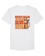 pt iubitorii de bere - Keep calm and drink beer Tricou mânecă scurtă guler larg Bărbat Skater