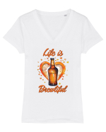 pt iubitorii de bere - Life is brewtiful Tricou mânecă scurtă guler V Damă Evoker