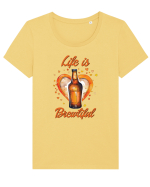 pt iubitorii de bere - Life is brewtiful Tricou mânecă scurtă guler larg fitted Damă Expresser