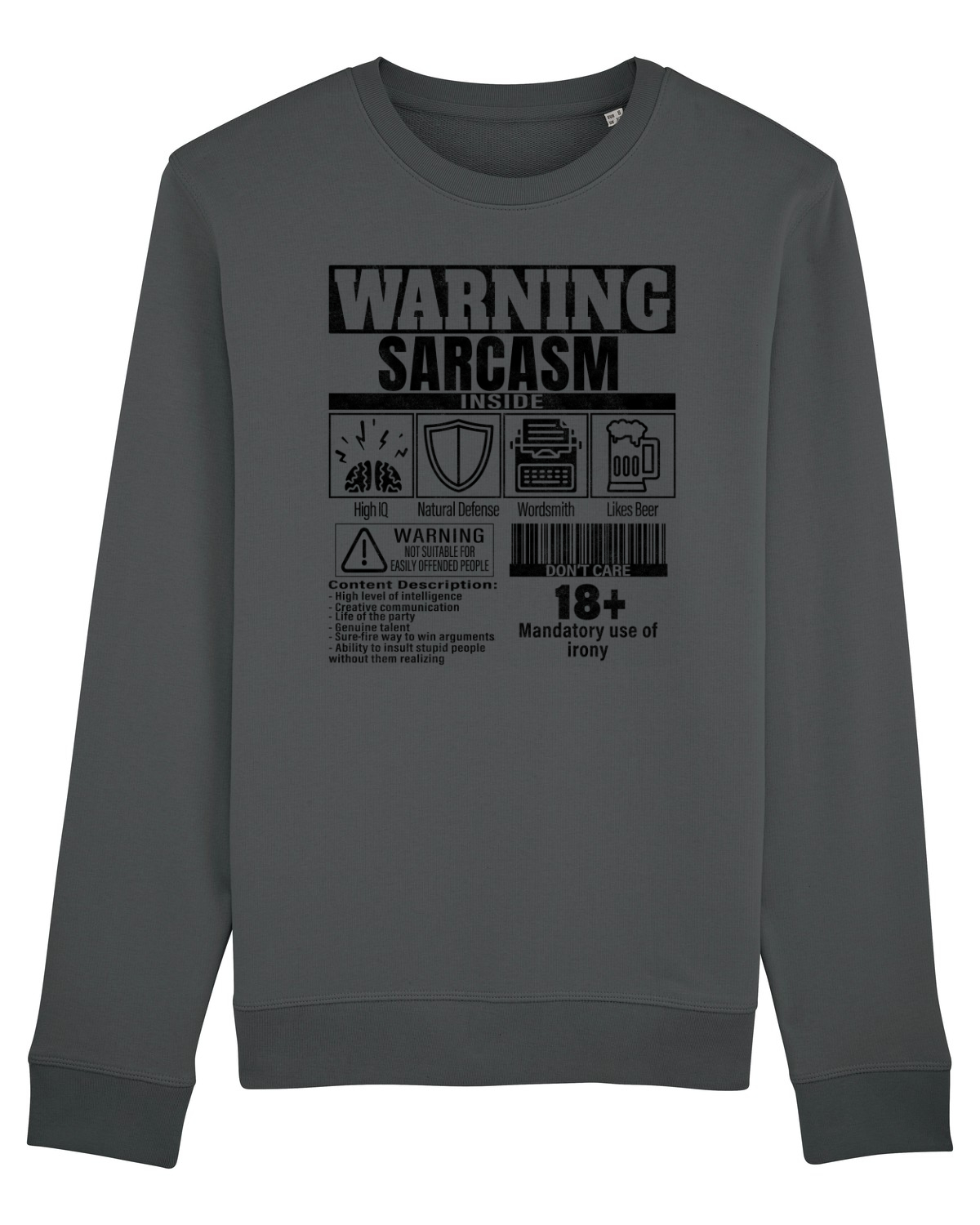 Bluză mânecă lungă Unisex Rise Anthracite