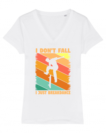 I Don't Fall I Just Brakedance Vintage Skateboarder White