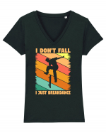 I Don't Fall I Just Brakedance Vintage Skateboarder Tricou mânecă scurtă guler V Damă Evoker