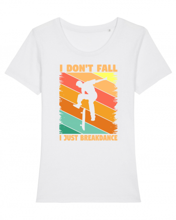 I Don't Fall I Just Brakedance Vintage Skateboarder White