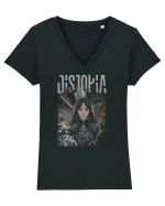 Distopia. Orasul pisicilor.  Tricou mânecă scurtă guler V Damă Evoker