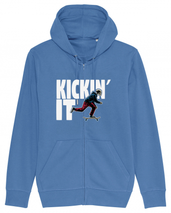 Kickin' It Skeleton Skateboarding Bright Blue