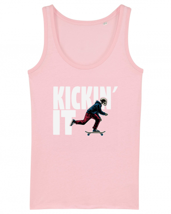 Kickin' It Skeleton Skateboarding Cotton Pink