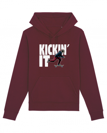 Kickin' It Skeleton Skateboarding Burgundy