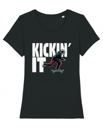 Kickin' It Skeleton Skateboarding Black