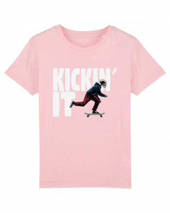 Kickin' It Skeleton Skateboarding Cotton Pink