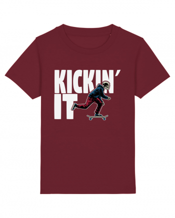 Kickin' It Skeleton Skateboarding Burgundy