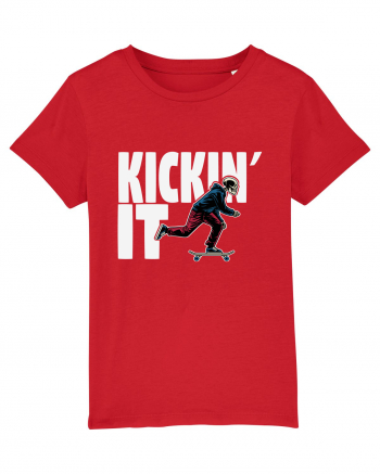 Kickin' It Skeleton Skateboarding Red