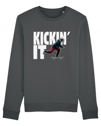 Kickin' It Skeleton Skateboarding Anthracite