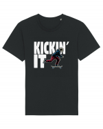 Kickin' It Skeleton Skateboarding Tricou mânecă scurtă Unisex Rocker