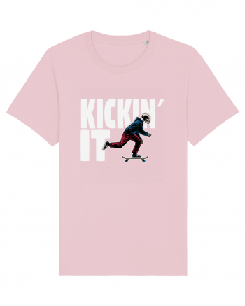 Kickin' It Skeleton Skateboarding Cotton Pink