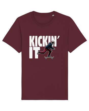 Kickin' It Skeleton Skateboarding Burgundy