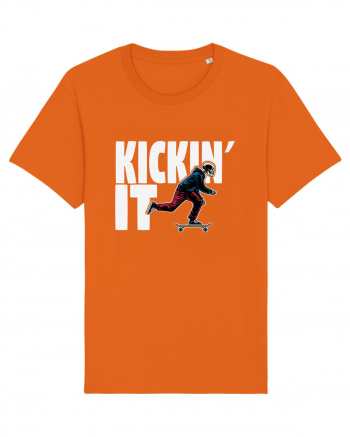 Kickin' It Skeleton Skateboarding Bright Orange