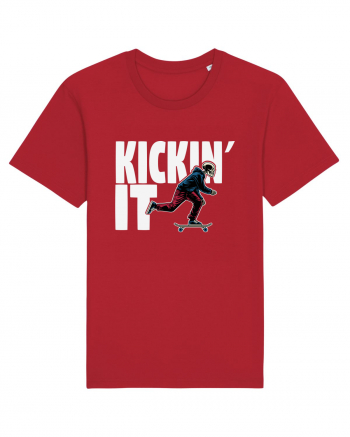 Kickin' It Skeleton Skateboarding Red