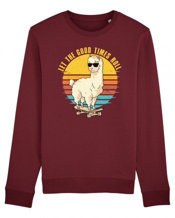 Let The Good Times Roll Lama Skateboarding Burgundy