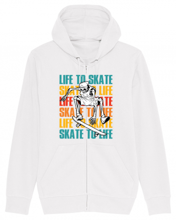 Life To Skate Skate To Life Skateboard Skeleton Rider White