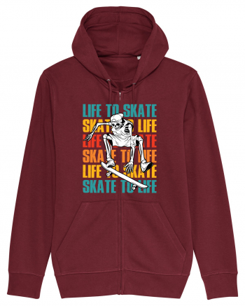 Life To Skate Skate To Life Skateboard Skeleton Rider Burgundy