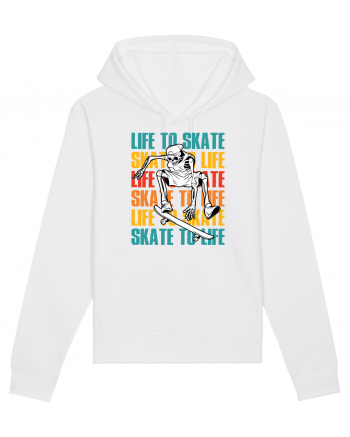 Life To Skate Skate To Life Skateboard Skeleton Rider White