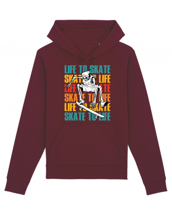 Life To Skate Skate To Life Skateboard Skeleton Rider Burgundy