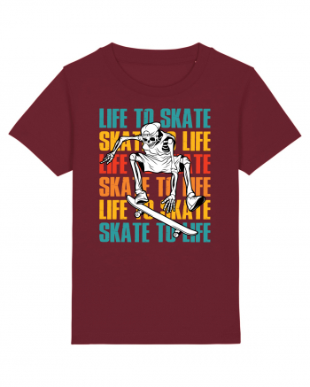 Life To Skate Skate To Life Skateboard Skeleton Rider Burgundy