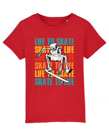 Life To Skate Skate To Life Skateboard Skeleton Rider Red