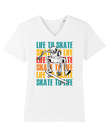 Life To Skate Skate To Life Skateboard Skeleton Rider White