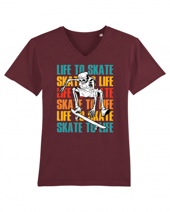 Life To Skate Skate To Life Skateboard Skeleton Rider Burgundy