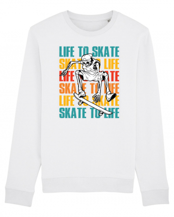 Life To Skate Skate To Life Skateboard Skeleton Rider White