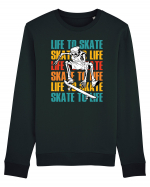 Life To Skate Skate To Life Skateboard Skeleton Rider Bluză mânecă lungă Unisex Rise