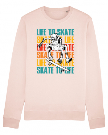 Life To Skate Skate To Life Skateboard Skeleton Rider Candy Pink