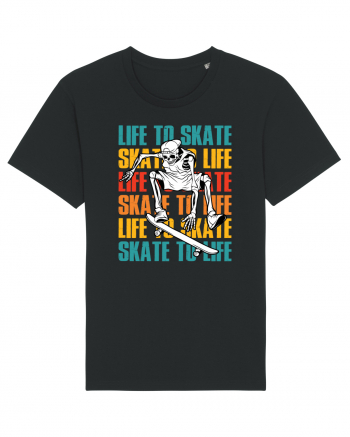 Life To Skate Skate To Life Skateboard Skeleton Rider Black