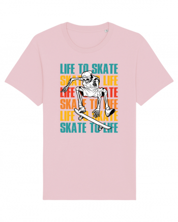 Life To Skate Skate To Life Skateboard Skeleton Rider Cotton Pink