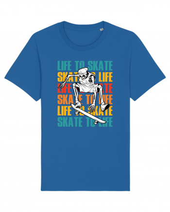 Life To Skate Skate To Life Skateboard Skeleton Rider Royal Blue