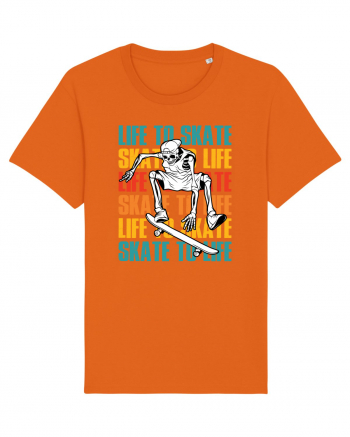 Life To Skate Skate To Life Skateboard Skeleton Rider Bright Orange