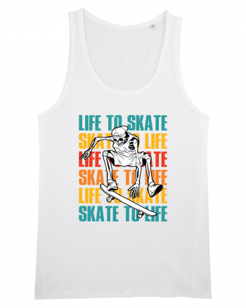 Life To Skate Skate To Life Skateboard Skeleton Rider White