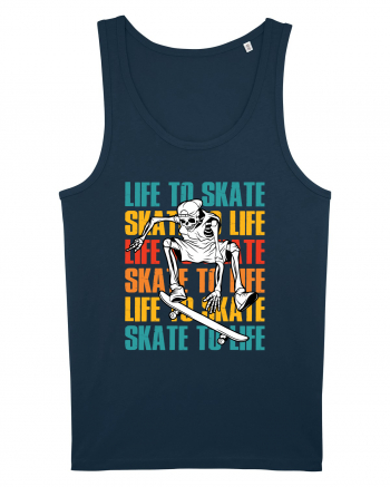 Life To Skate Skate To Life Skateboard Skeleton Rider Navy