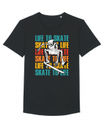 Life To Skate Skate To Life Skateboard Skeleton Rider Tricou mânecă scurtă guler larg Bărbat Skater