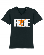 Ride Skateboarding Skateboard Tricou mânecă scurtă guler V Bărbat Presenter