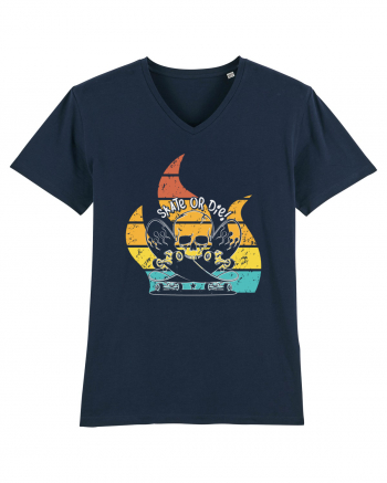 Skate or Die Skateboard Retro Skull French Navy