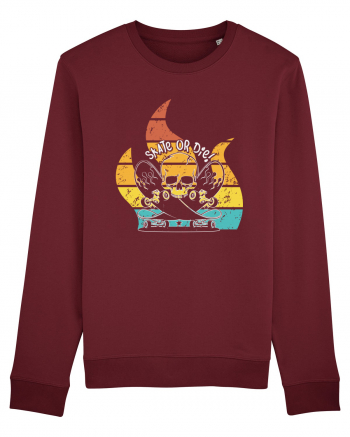 Skate or Die Skateboard Retro Skull Burgundy