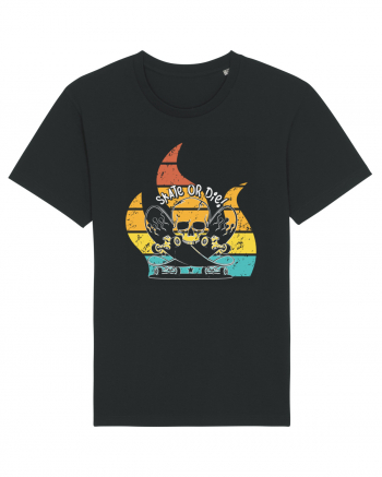 Skate or Die Skateboard Retro Skull Black