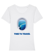 Travel time  Tricou mânecă scurtă guler larg fitted Damă Expresser