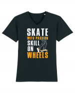 Skate With Passion Skills On Wheels Tricou mânecă scurtă guler V Bărbat Presenter