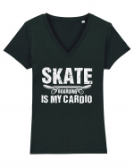 Skateboarding Is My Cardio | Cool Skater Tricou mânecă scurtă guler V Damă Evoker